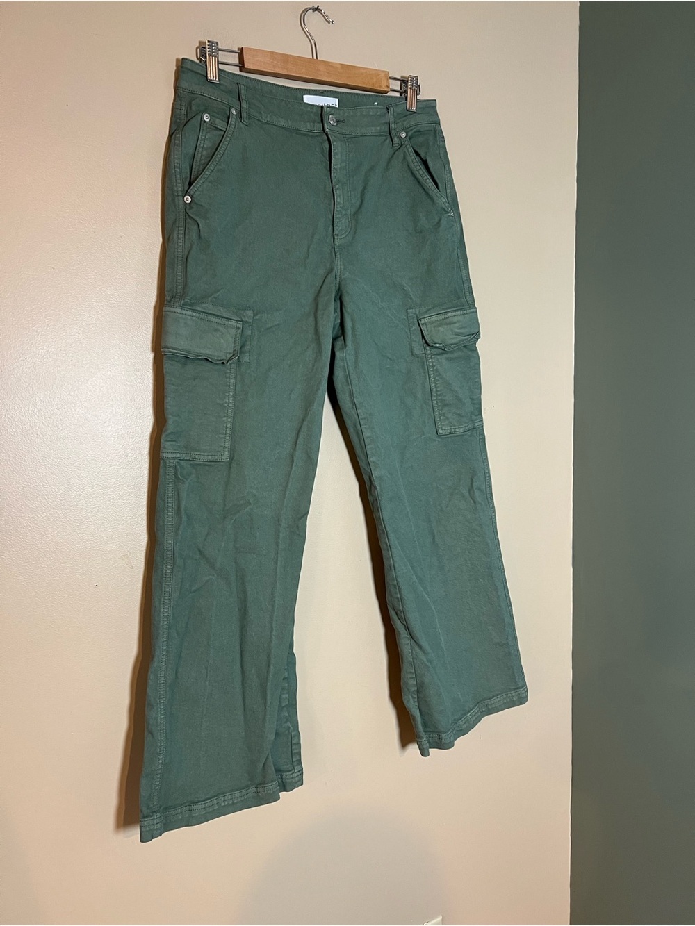 Loft Jeans Women's 28/6 High Rise Wide Leg Green Cargo Utility Pockets